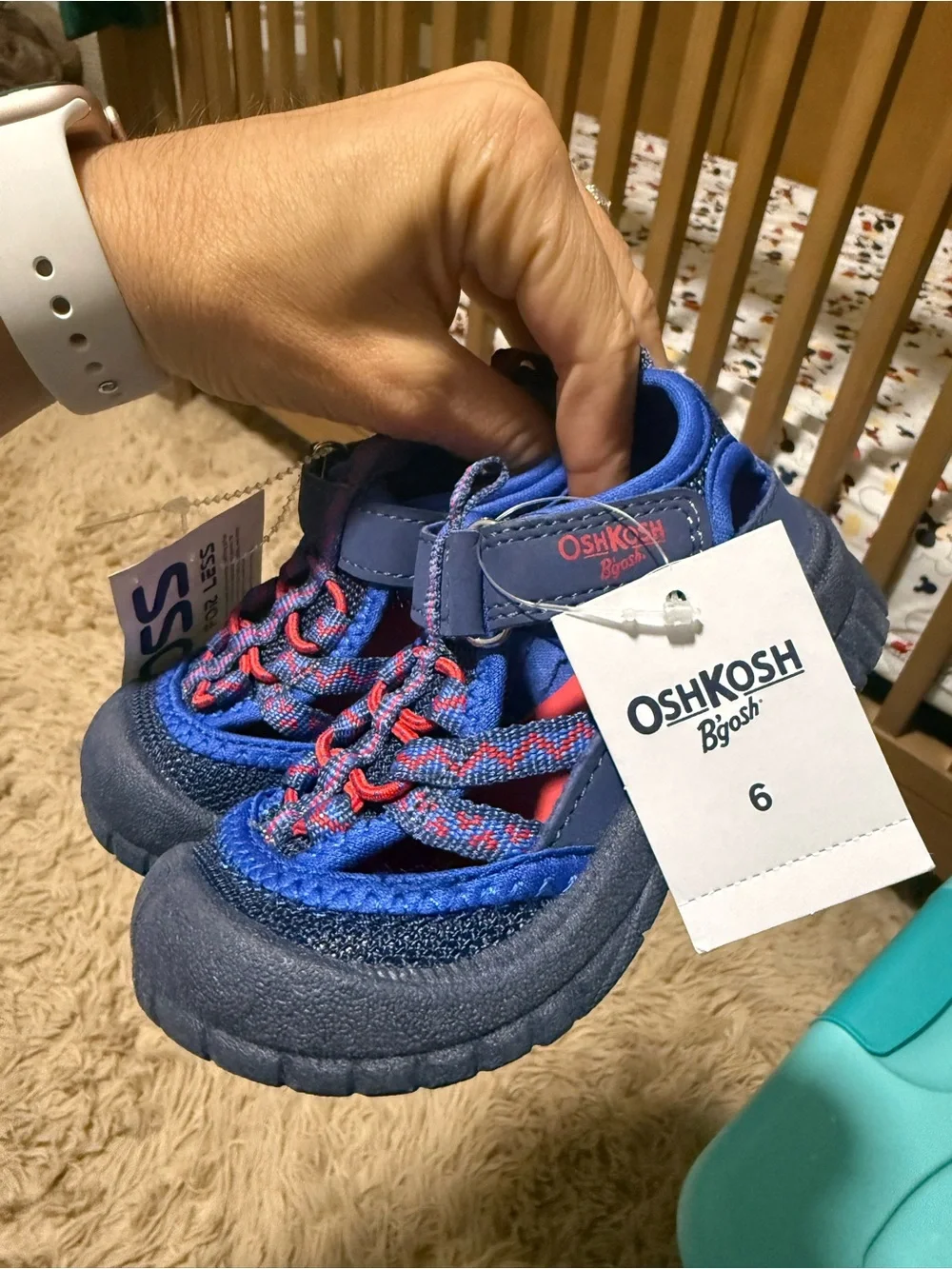 Kids Blue and red Active sandals with velcro strap